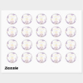 Sticker Rond Eléphant Lilac Floral Cute Merci Baby shower (Feuille)