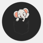 Sticker Rond Elephant Lovers Cute Funny Elephant In Cket  (Devant)