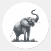 Sticker Rond Eléphant majestueux avec tronc élevé (Devant)