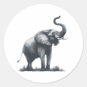 Sticker Rond Eléphant majestueux avec tronc élevé