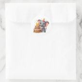 Sticker Rond Éléphant mignon 16e anniversaire (Sac)