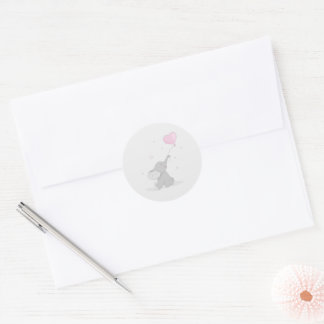 Sticker Rond Eléphant mignon avec Baby shower à ballon