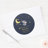 Sticker Rond Eléphant mignon avec petit Baby shower papillon (Enveloppe)