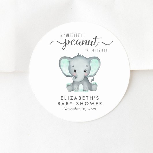 Sticker Rond Eléphant mignon baby shower