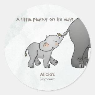 Sticker Rond Éléphant mignon dessiné à la main Petit cacahuète