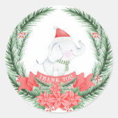 Sticker Rond Eléphant mignon | Noël | MERCI (Devant)