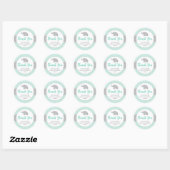 Sticker Rond Eléphant Mint Green Polka Dot Baby shower (Feuille)