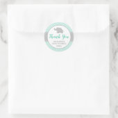 Sticker Rond Eléphant Mint Green Polka Dot Baby shower (Sac)