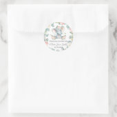Sticker Rond Elephant Nouveau bébé rose ivoire fleuri Vert Favo (Sac)