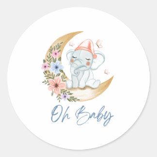 Sticker Rond Elephant oh bébé