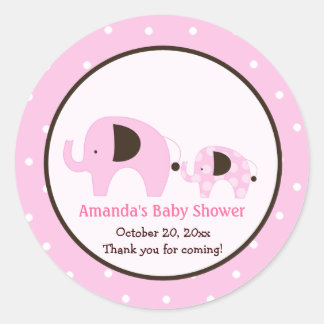 Sticker rond Eléphant Point Rose