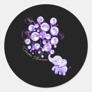 Sticker Rond Eléphant Poussant Des Lons Violets Surdose