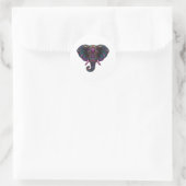 Sticker Rond Eléphant psychédélique coloré (Sac)