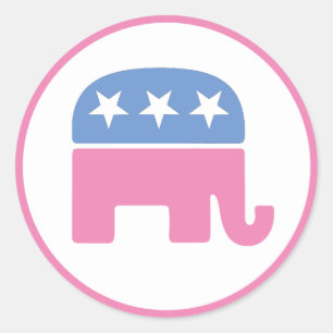 Sticker Rond Eléphant républicain Pastel