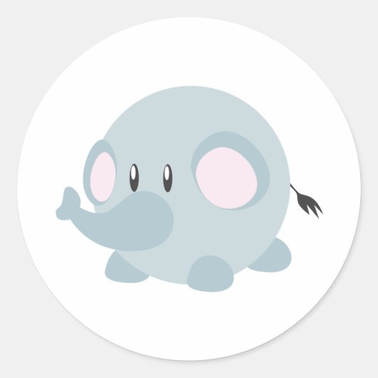 Sticker Rond Eléphant rond mignon (Devant)