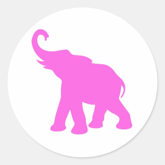 Sticker Rond Eléphant rose (Devant)