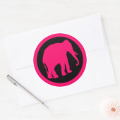 STICKER ROND ÉLÉPHANT ROSE (Enveloppe)