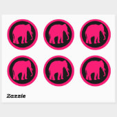 STICKER ROND ÉLÉPHANT ROSE (Feuille)