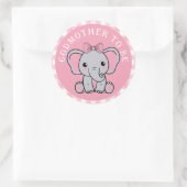 Sticker Rond Eléphant Rose Godmère pour être Baby shower (Sac)