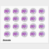 Sticker Rond Eléphant rose mignon (Feuille)