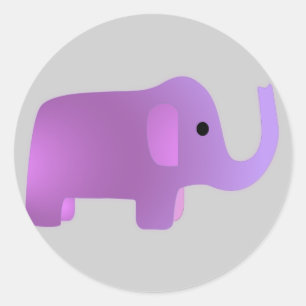 Sticker Rond Eléphant rose mignon