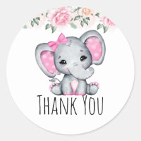 Eléphant rose mignonne et Merci frontalier Rose