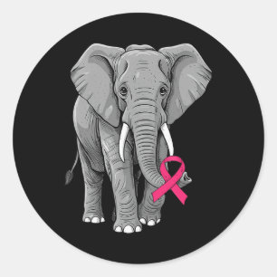 Sticker Rond Elephant rose Ruban Bleu Défenseur de la sensibili