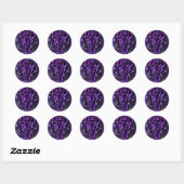 Sticker Rond Eléphant Rose Violet Neon Marchant La Nuit étoilée (Feuille)
