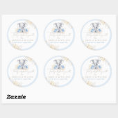 Sticker Rond Elephant Safari Boho Blue Merci Baby shower (Feuille)