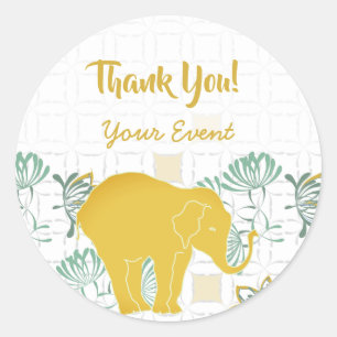 Sticker Rond Elephant Safari Floral Jungle Zoo   MERCI