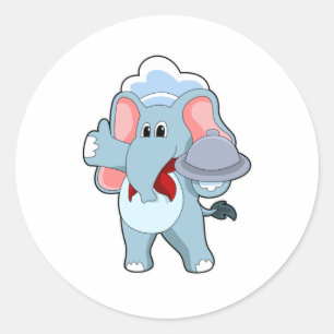Sticker Rond Éléphant serveur avec plateau