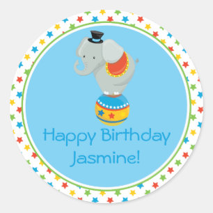 Sticker Rond Éléphant sur le thème   de cirque de la boule  