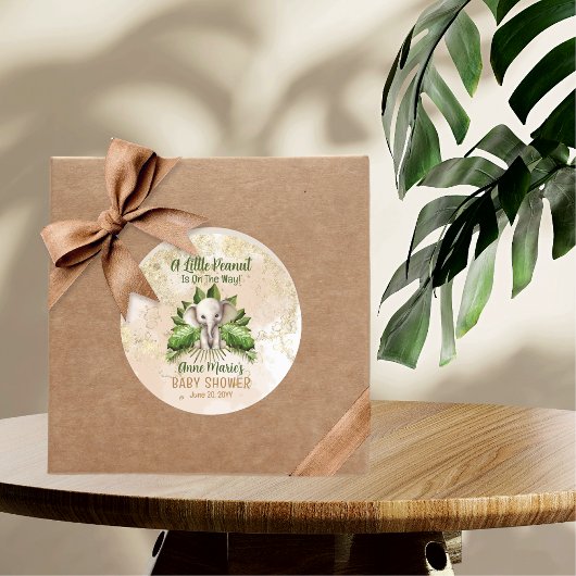 Sticker Rond Elephant Un Peu D'Arachide Est En Chemin Baby show