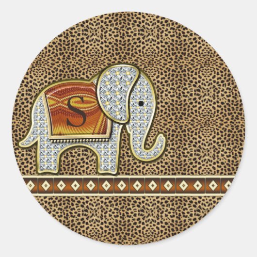 Sticker Rond Elephant Walk Monogram Cheetah ID390 (Devant)