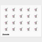 Sticker Rond Elephant with chocolate gaufre ice cream (Feuille)