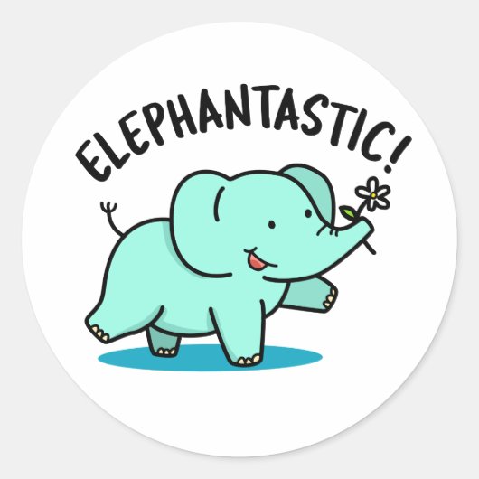 Sticker Rond Elephantastic Funny Elephant Pun (Devant)