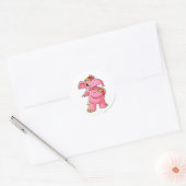 Sticker Rond Elephante rose (Enveloppe)