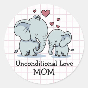 Sticker Rond Éléphants d'amour inconditionnel de maman