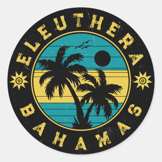 Sticker Rond Eleuthera Island Bahamas Palm Tree Souvenirs (Devant)