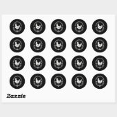 Sticker Rond Élevage de poulets & Jésus Louer (Feuille)