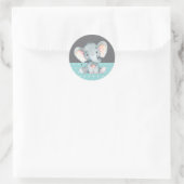 Sticker Rond Élévation de bébé éléphant Aqua et Gris (Sac)