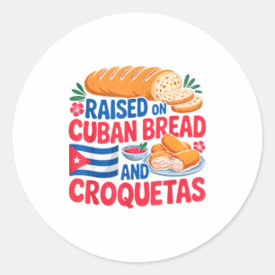 Sticker Rond Élevé au pain cubain et croquetas Drapeau de Cuba