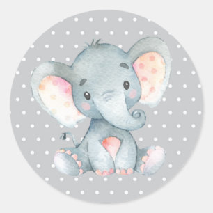 Sticker Rond Élévé Bébé Shower Gris