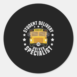 Sticker Rond élèves amusants chauffeurs de bus