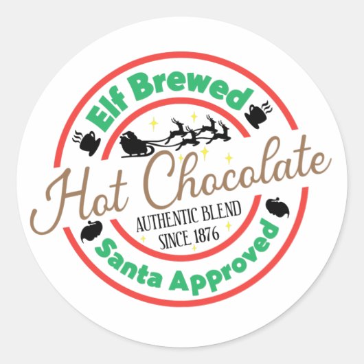 Sticker Rond Elf Brassé Chocolat chaud (Devant)
