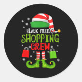 Sticker Rond Elf Christmas Black Shopng Funny Friday Shopng Cre (Devant)