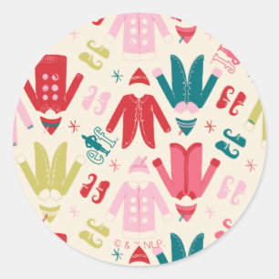 Sticker Rond Elf Colorful Coat et Chaussures Motif