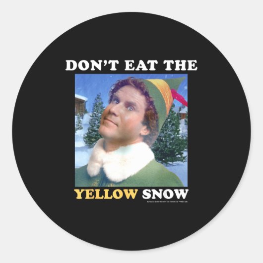 Sticker Rond Elf Don't Eat The Yellow Snow (Devant)