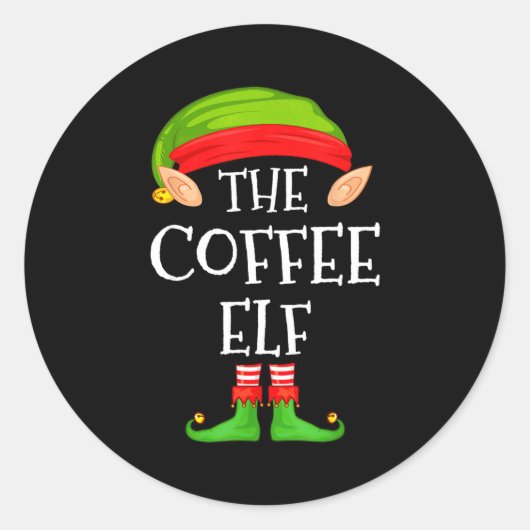 Sticker Rond Elf Family Christmas Coffee Elf Sweater Matching C (Devant)