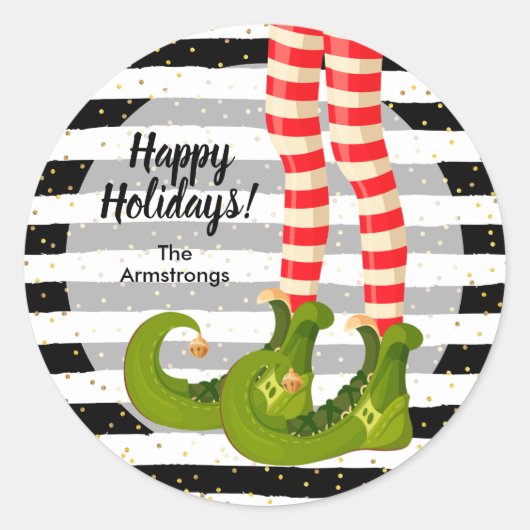 Sticker Rond Elf Legs Joyeuses vacances (Devant)